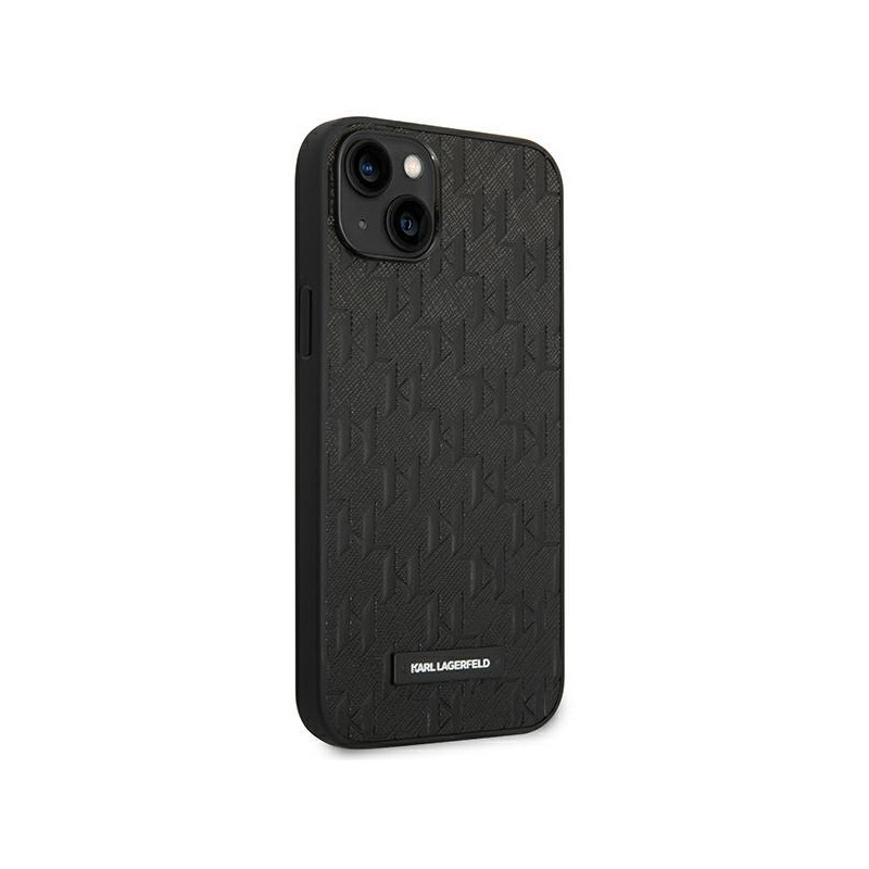 Karl Lagerfeld Saffiano Mono Metal Logo dėklas iPhone 14 Plus - juodas