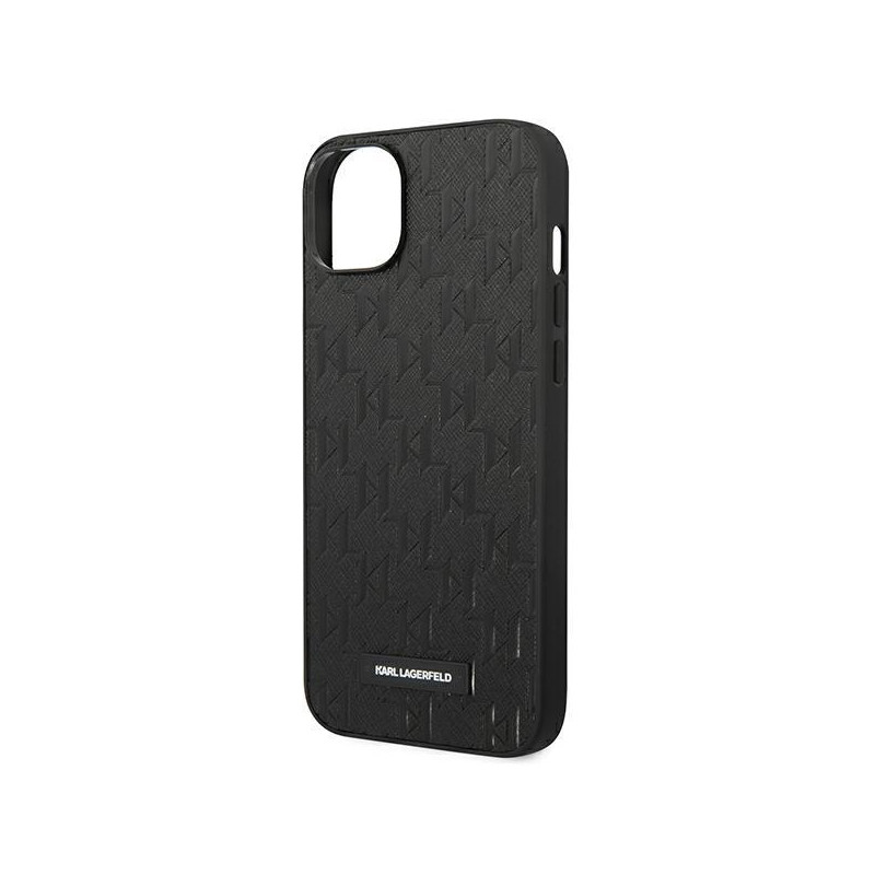 Karl Lagerfeld Saffiano Mono Metal Logo dėklas iPhone 14 Plus - juodas