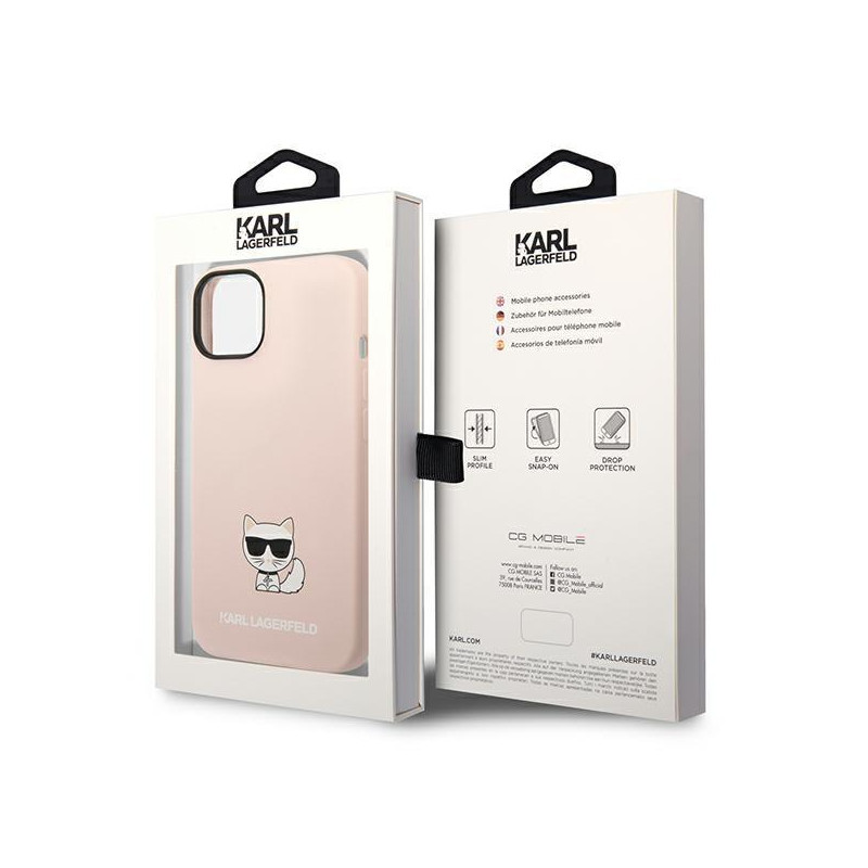 Karl Lagerfeld Silicone Choupette Body dėklas iPhone 14 Plus - šviesiai rožinis