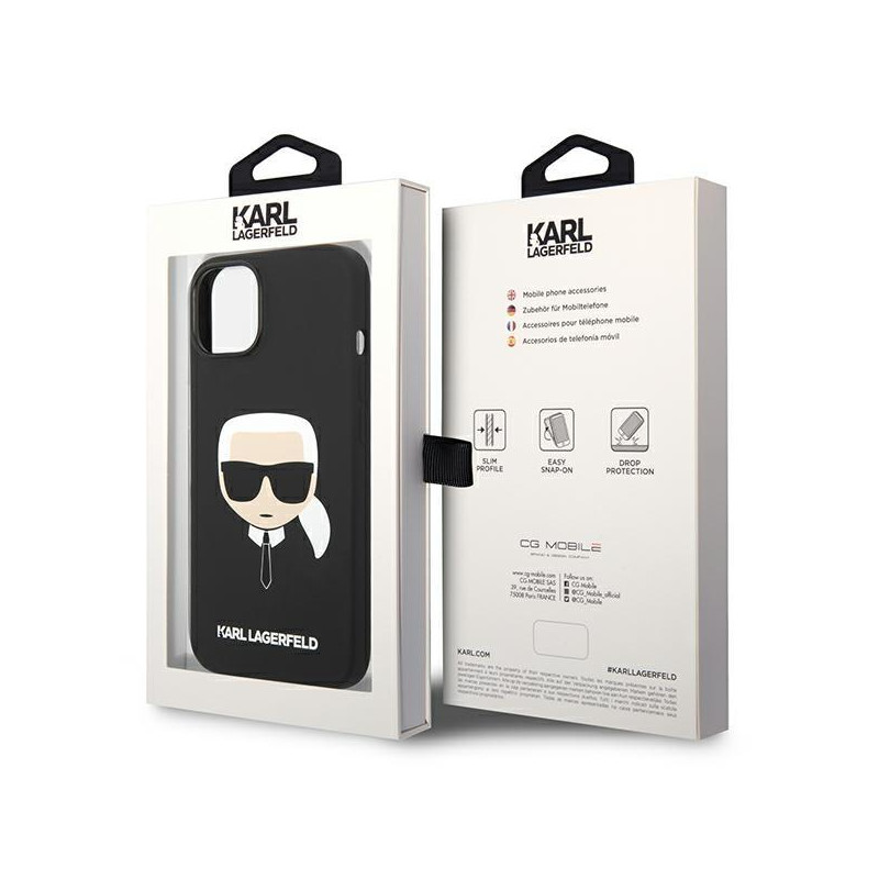 Karl Lagerfeld Silikoninis Karl& 39 s Head dėklas iPhone 14 Plus - juodas