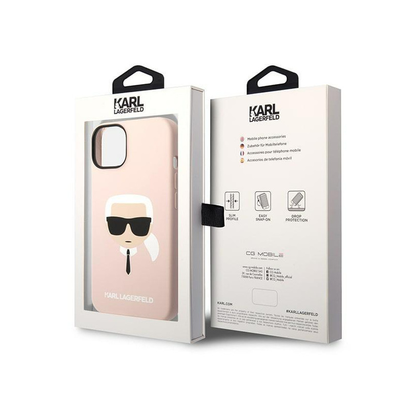 Karl Lagerfeld Silikoninis Karl& 39 s Head dėklas iPhone 14 Plus - rožinis