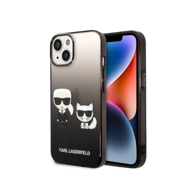 Karl Lagerfeld Gradient Ikonik Karl&Choupette dėklas iPhone 14 Plus - juodas