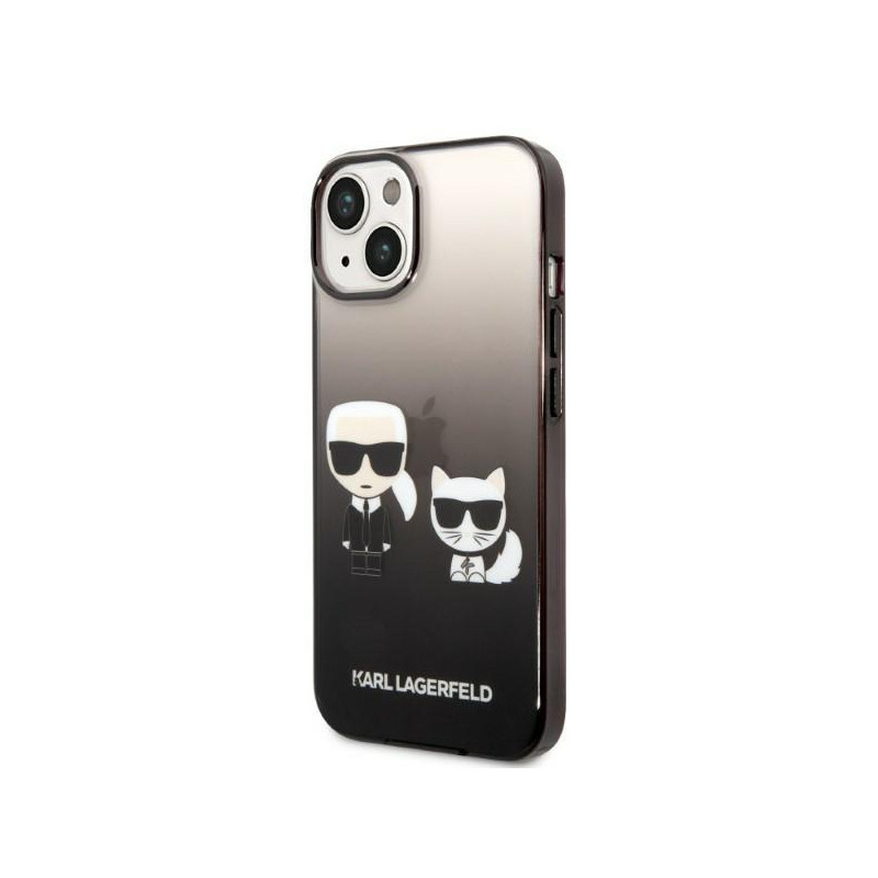 Karl Lagerfeld Gradient Ikonik Karl&Choupette dėklas iPhone 14 Plus - juodas