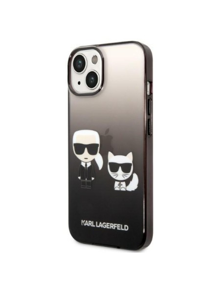 Karl Lagerfeld Gradient Ikonik Karl&Choupette dėklas iPhone 14 Plus - juodas