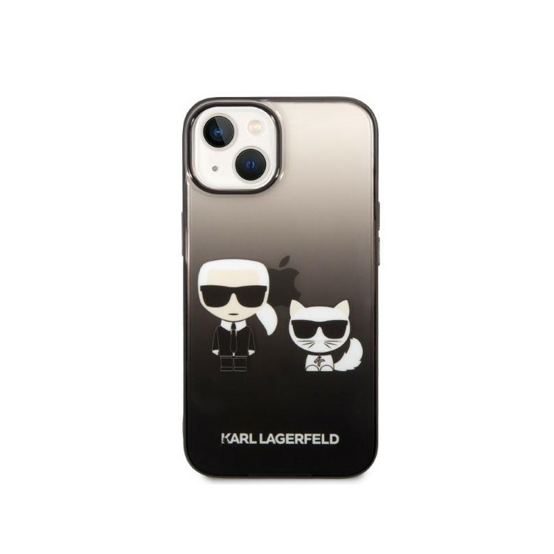 Karl Lagerfeld Gradient Ikonik Karl&Choupette dėklas iPhone 14 Plus - juodas