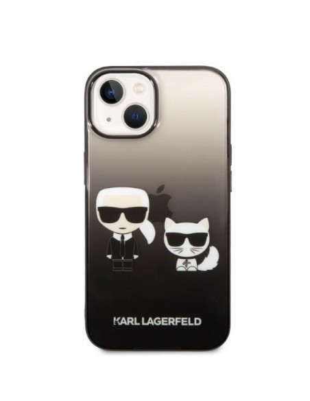 Karl Lagerfeld Gradient Ikonik Karl&Choupette dėklas iPhone 14 Plus - juodas