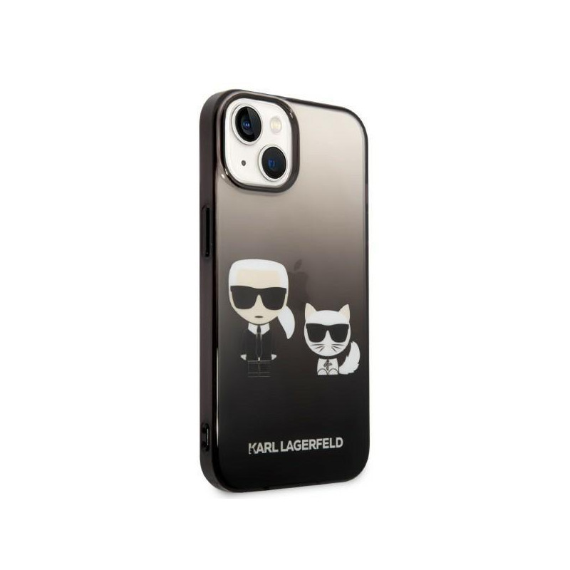 Karl Lagerfeld Gradient Ikonik Karl&Choupette dėklas iPhone 14 Plus - juodas