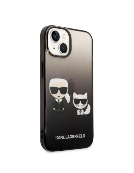 Karl Lagerfeld Gradient Ikonik Karl&Choupette dėklas iPhone 14 Plus - juodas