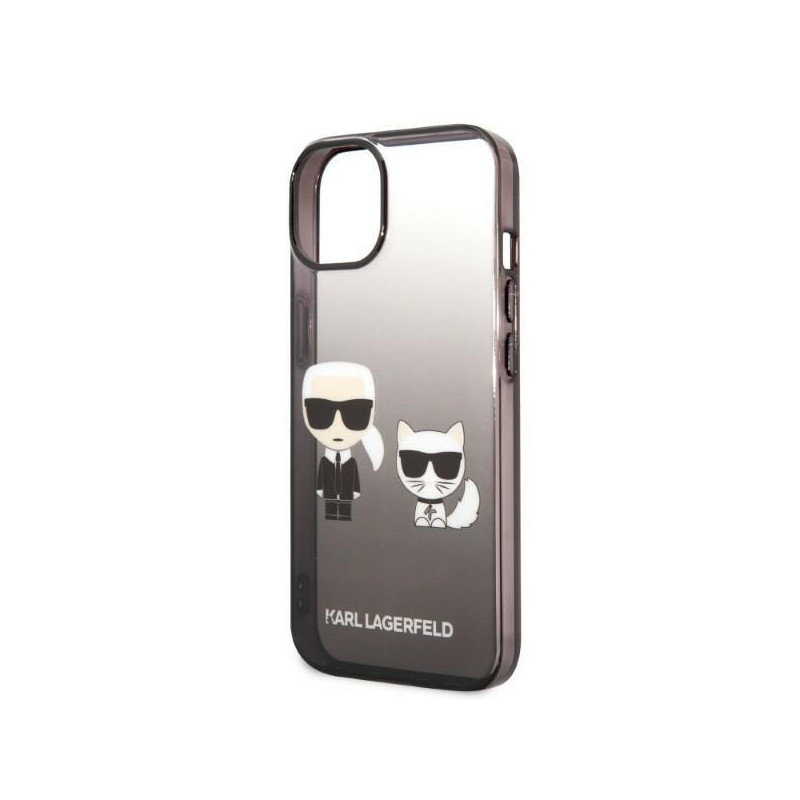 Karl Lagerfeld Gradient Ikonik Karl&Choupette dėklas iPhone 14 Plus - juodas