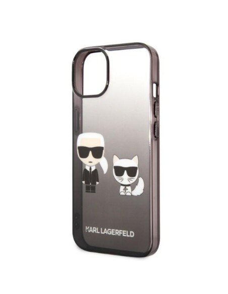 Karl Lagerfeld Gradient Ikonik Karl&Choupette dėklas iPhone 14 Plus - juodas