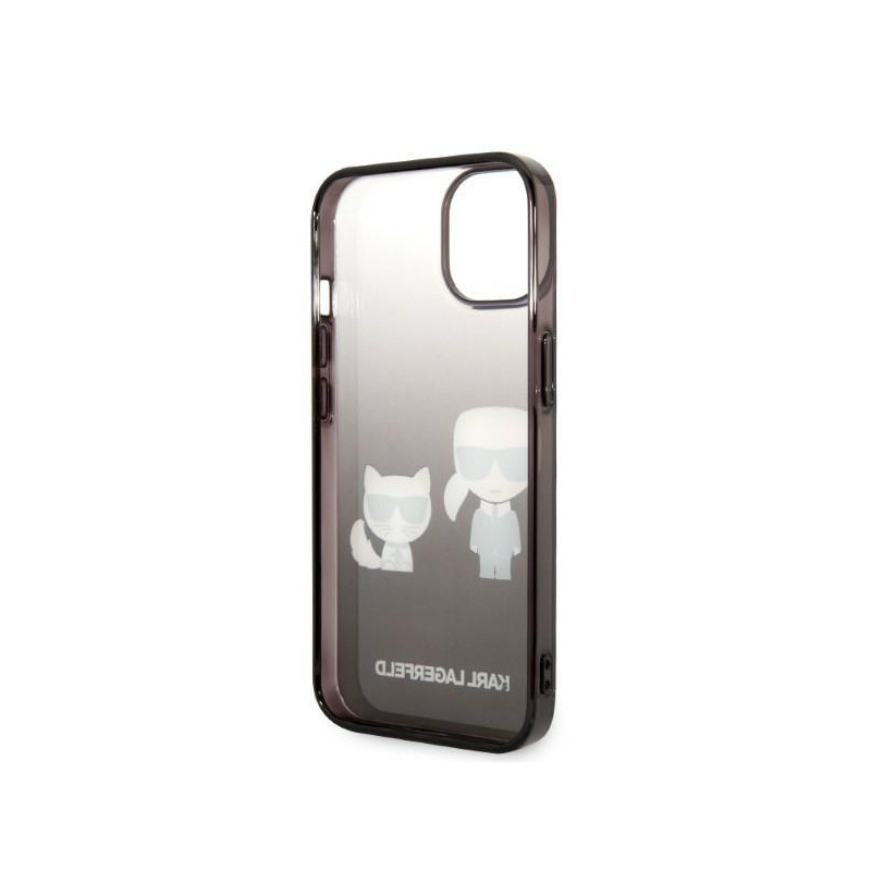 Karl Lagerfeld Gradient Ikonik Karl&Choupette dėklas iPhone 14 Plus - juodas