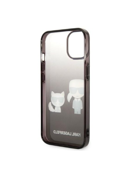 Karl Lagerfeld Gradient Ikonik Karl&Choupette dėklas iPhone 14 Plus - juodas