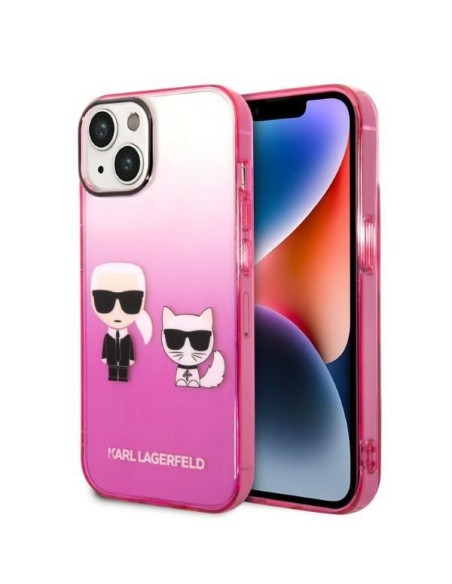 Karl Lagerfeld Gradient Ikonik Karl&Choupette dėklas iPhone 14 Plus - rožinis Karl Lagerfeld Gradient Ikonik Karl&Choupette dėklas iPhone 14 Plus - rožinis