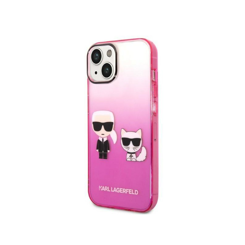 Karl Lagerfeld Gradient Ikonik Karl&Choupette dėklas iPhone 14 Plus - rožinis