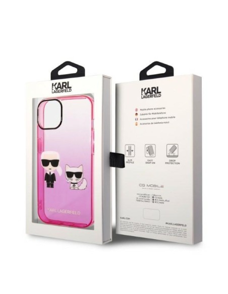 Karl Lagerfeld Gradient Ikonik Karl&Choupette dėklas iPhone 14 Plus - rožinis Karl Lagerfeld Gradient Ikonik Karl&Choupette dėklas iPhone 14 Plus - rožinis