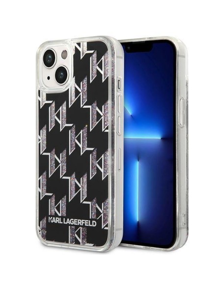 Karl Lagerfeld Liquid Glitter Monogram dėklas iPhone 14 - juodas Karl Lagerfeld Liquid Glitter Monogram dėklas iPhone 14 - juodas