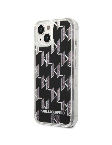 Karl Lagerfeld Liquid Glitter Monogram dėklas iPhone 14 - juodas Karl Lagerfeld Liquid Glitter Monogram dėklas iPhone 14 - juodas
