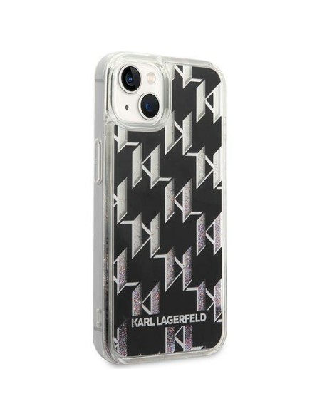Karl Lagerfeld Liquid Glitter Monogram dėklas iPhone 14 - juodas Karl Lagerfeld Liquid Glitter Monogram dėklas iPhone 14 - juodas