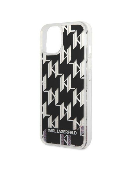 Karl Lagerfeld Liquid Glitter Monogram dėklas iPhone 14 - juodas Karl Lagerfeld Liquid Glitter Monogram dėklas iPhone 14 - juodas