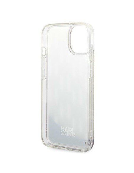 Karl Lagerfeld Liquid Glitter Monogram dėklas iPhone 14 - sidabrinis Karl Lagerfeld Liquid Glitter Monogram dėklas iPhone 14 - sidabrinis