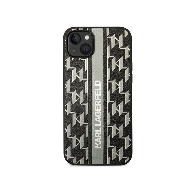 Karl Lagerfeld Monogram Stripe dėklas iPhone 14 - pilkas
