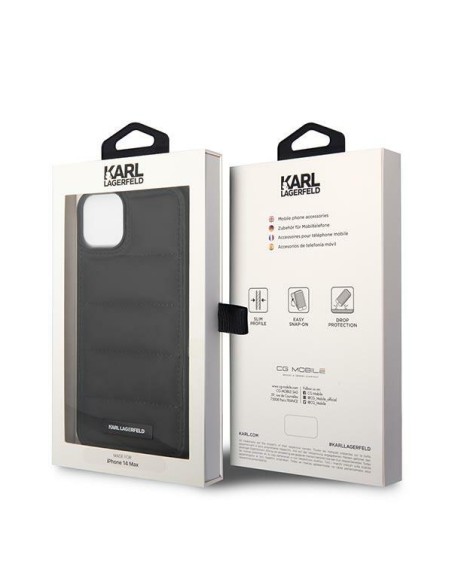 Karl Lagerfeld Puffy Elongated Logo dėklas iPhone 14 - juodas