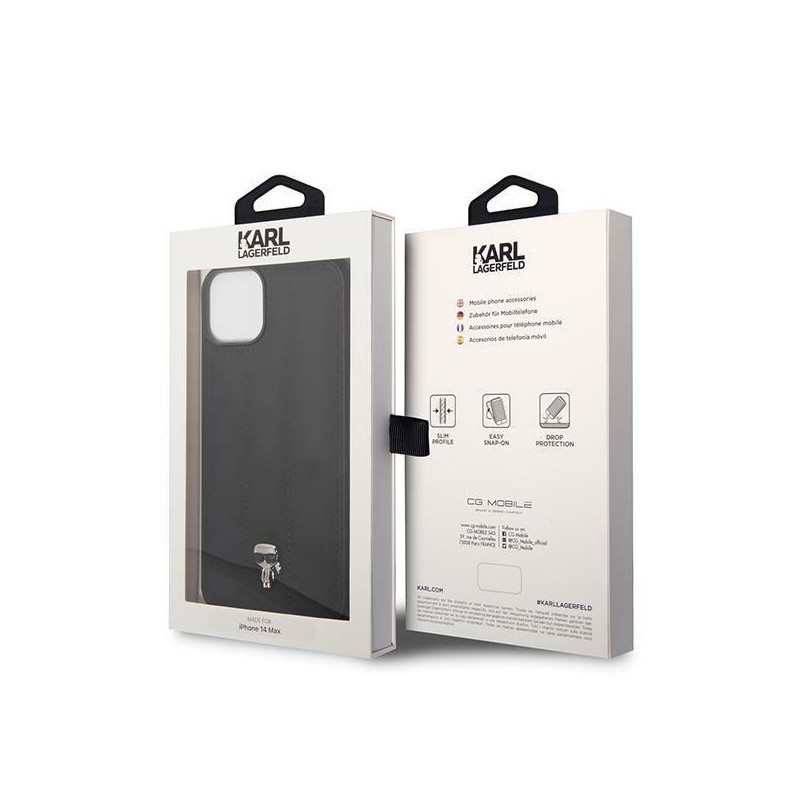 Karl Lagerfeld Puffy Ikonik Pin dėklas iPhone 14 - juodas