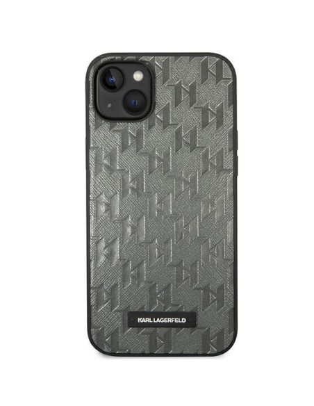 Karl Lagerfeld Saffiano Mono Metal Logo dėklas iPhone 14 - pilkas Karl Lagerfeld Saffiano Mono Metal Logo dėklas iPhone 14 - pilkas