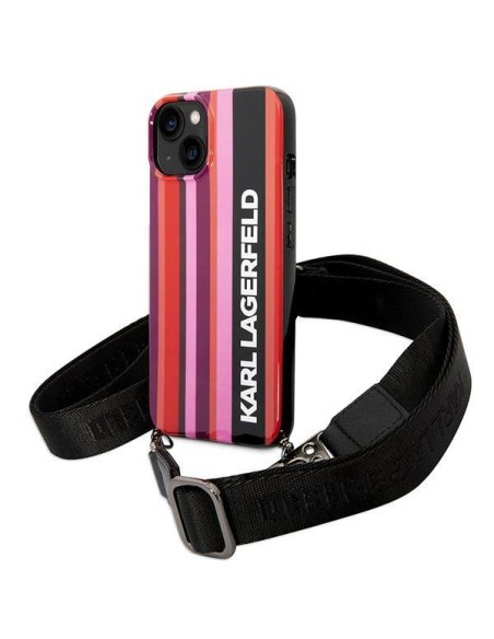 Karl Lagerfeld Color Stripes Strap dėklas iPhone 14 - rožinis Karl Lagerfeld Color Stripes Strap dėklas iPhone 14 - rožinis