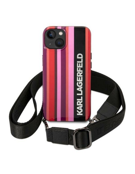 Karl Lagerfeld Color Stripes Strap dėklas iPhone 14 - rožinis Karl Lagerfeld Color Stripes Strap dėklas iPhone 14 - rožinis