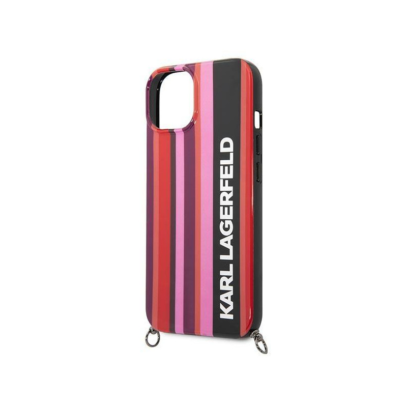 Karl Lagerfeld Color Stripes Strap dėklas iPhone 14 - rožinis