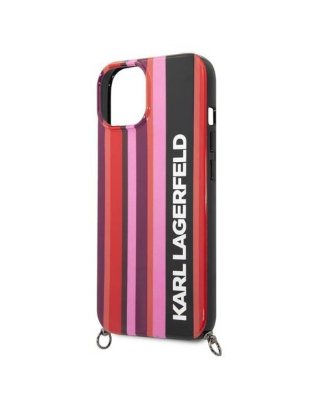 Karl Lagerfeld Color Stripes Strap dėklas iPhone 14 - rožinis Karl Lagerfeld Color Stripes Strap dėklas iPhone 14 - rožinis