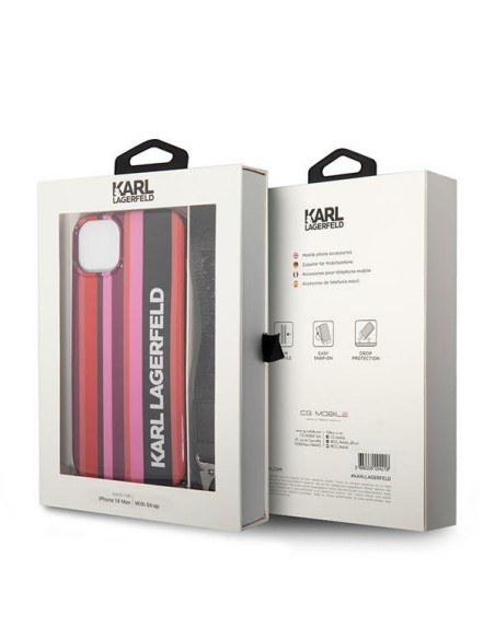 Karl Lagerfeld Color Stripes Strap dėklas iPhone 14 - rožinis Karl Lagerfeld Color Stripes Strap dėklas iPhone 14 - rožinis