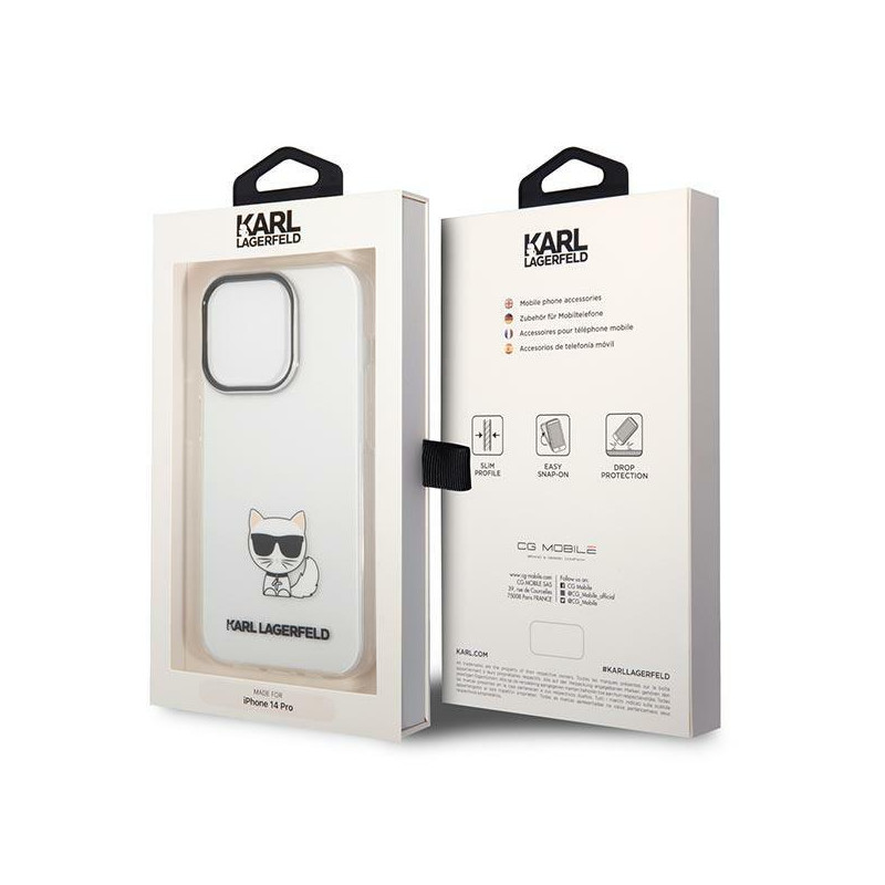 Karl Lagerfeld Choupette Body dėklas iPhone 14 Pro Max - skaidrus