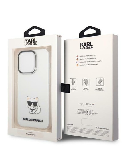 Karl Lagerfeld Choupette Body dėklas iPhone 14 Pro Max - skaidrus