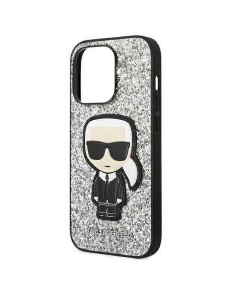 Karl Lagerfeld Glitter Flakes Ikonik dėklas iPhone 14 Pro Max - sidabrinis Karl Lagerfeld Glitter Flakes Ikonik dėklas iPhone 14 Pro Max - sidabrinis