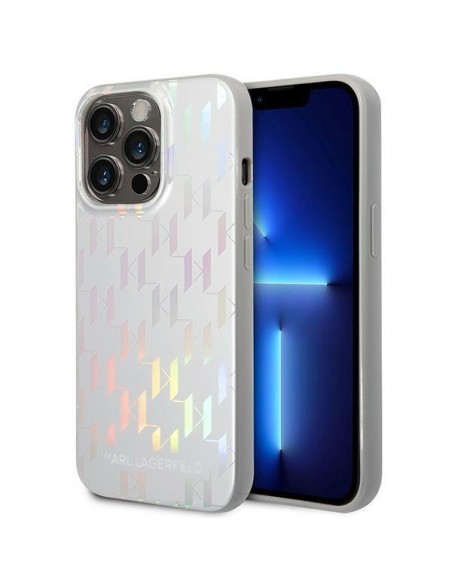 Karl Lagerfeld Monogram Vaivos spalvos dėklas iPhone 14 Pro Max - sidabrinis Karl Lagerfeld Monogram Vaivos spalvos dėklas iPhone 14 Pro Max - sidabrinis