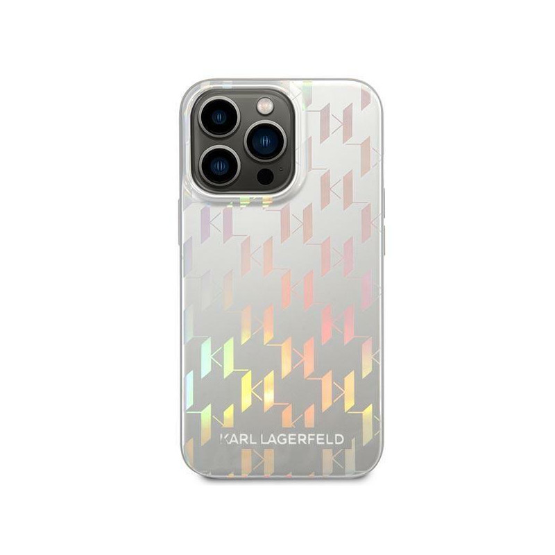Karl Lagerfeld Monogram Vaivos spalvos dėklas iPhone 14 Pro Max - sidabrinis