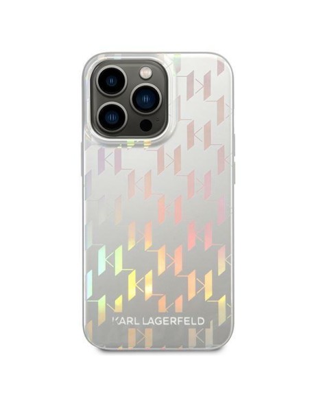 Karl Lagerfeld Monogram Vaivos spalvos dėklas iPhone 14 Pro Max - sidabrinis Karl Lagerfeld Monogram Vaivos spalvos dėklas iPhone 14 Pro Max - sidabrinis