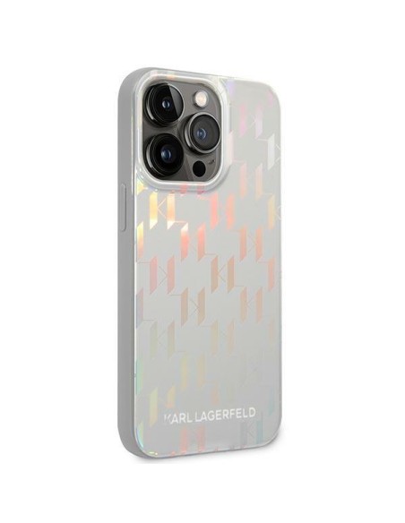 Karl Lagerfeld Monogram Vaivos spalvos dėklas iPhone 14 Pro Max - sidabrinis Karl Lagerfeld Monogram Vaivos spalvos dėklas iPhone 14 Pro Max - sidabrinis