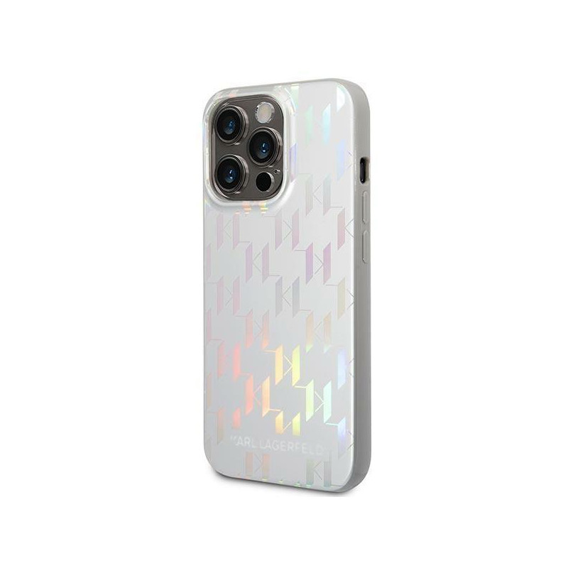 Karl Lagerfeld Monogram Vaivos spalvos dėklas iPhone 14 Pro Max - sidabrinis