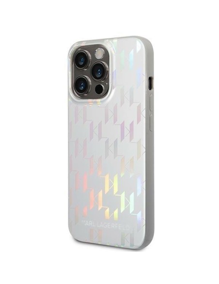 Karl Lagerfeld Monogram Vaivos spalvos dėklas iPhone 14 Pro Max - sidabrinis Karl Lagerfeld Monogram Vaivos spalvos dėklas iPhone 14 Pro Max - sidabrinis