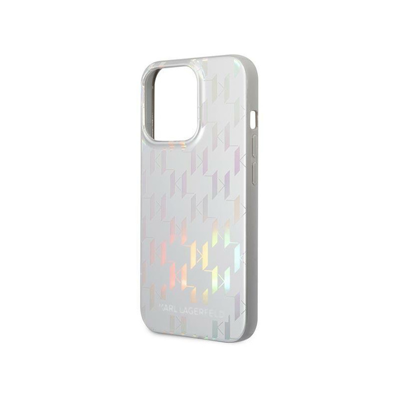 Karl Lagerfeld Monogram Vaivos spalvos dėklas iPhone 14 Pro Max - sidabrinis