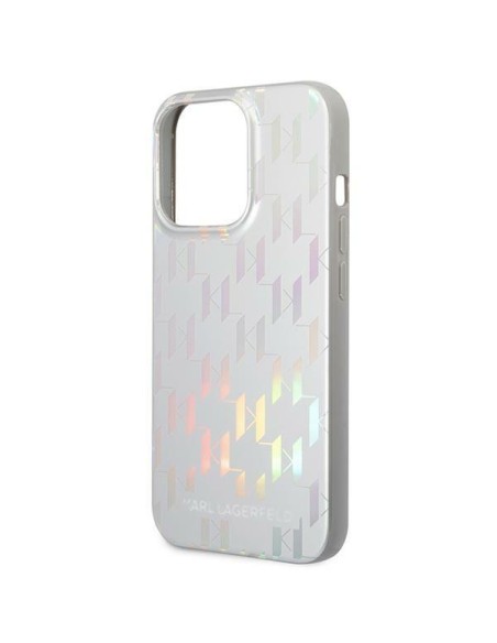 Karl Lagerfeld Monogram Vaivos spalvos dėklas iPhone 14 Pro Max - sidabrinis Karl Lagerfeld Monogram Vaivos spalvos dėklas iPhone 14 Pro Max - sidabrinis
