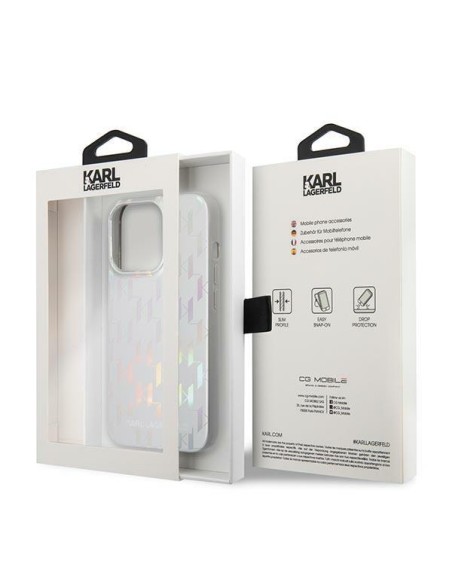 Karl Lagerfeld Monogram Vaivos spalvos dėklas iPhone 14 Pro Max - sidabrinis Karl Lagerfeld Monogram Vaivos spalvos dėklas iPhone 14 Pro Max - sidabrinis