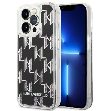 Karl Lagerfeld Liquid Glitter Monogram dėklas, skirtas iPhone 14 Pro Max - juodas Karl Lagerfeld Liquid Glitter Monogram dėklas, skirtas iPhone 14 Pro Max - juodas