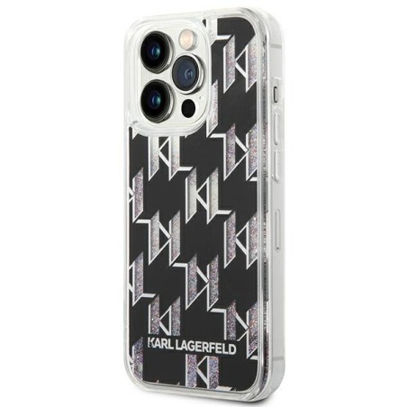 Karl Lagerfeld Liquid Glitter Monogram dėklas, skirtas iPhone 14 Pro Max - juodas Karl Lagerfeld Liquid Glitter Monogram dėklas, skirtas iPhone 14 Pro Max - juodas