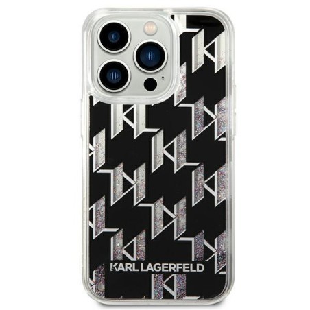 Karl Lagerfeld Liquid Glitter Monogram dėklas, skirtas iPhone 14 Pro Max - juodas Karl Lagerfeld Liquid Glitter Monogram dėklas, skirtas iPhone 14 Pro Max - juodas