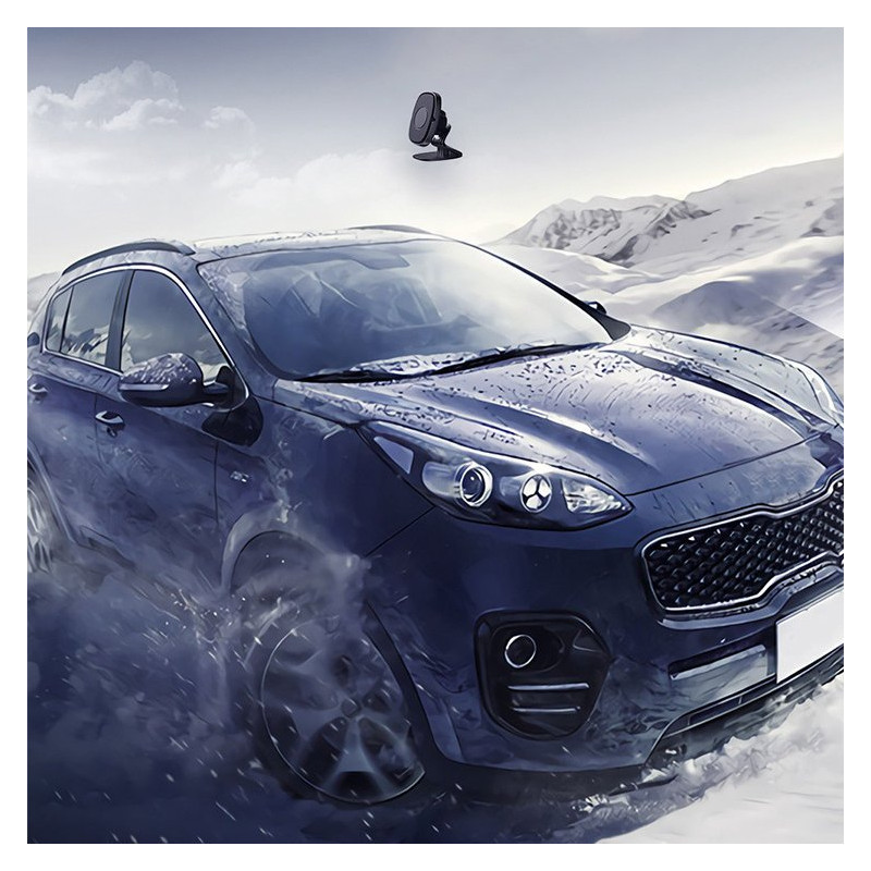 Lipnus magnetinis automobilinio telefono laikiklis prie prietaisų skydelio juodos spalvos