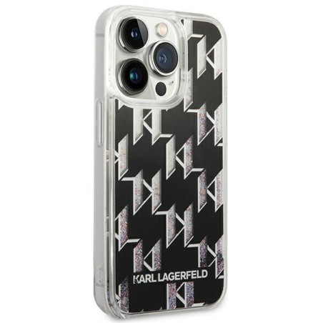 Karl Lagerfeld Liquid Glitter Monogram dėklas, skirtas iPhone 14 Pro Max - juodas Karl Lagerfeld Liquid Glitter Monogram dėklas, skirtas iPhone 14 Pro Max - juodas